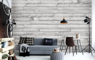 White living room with sofa